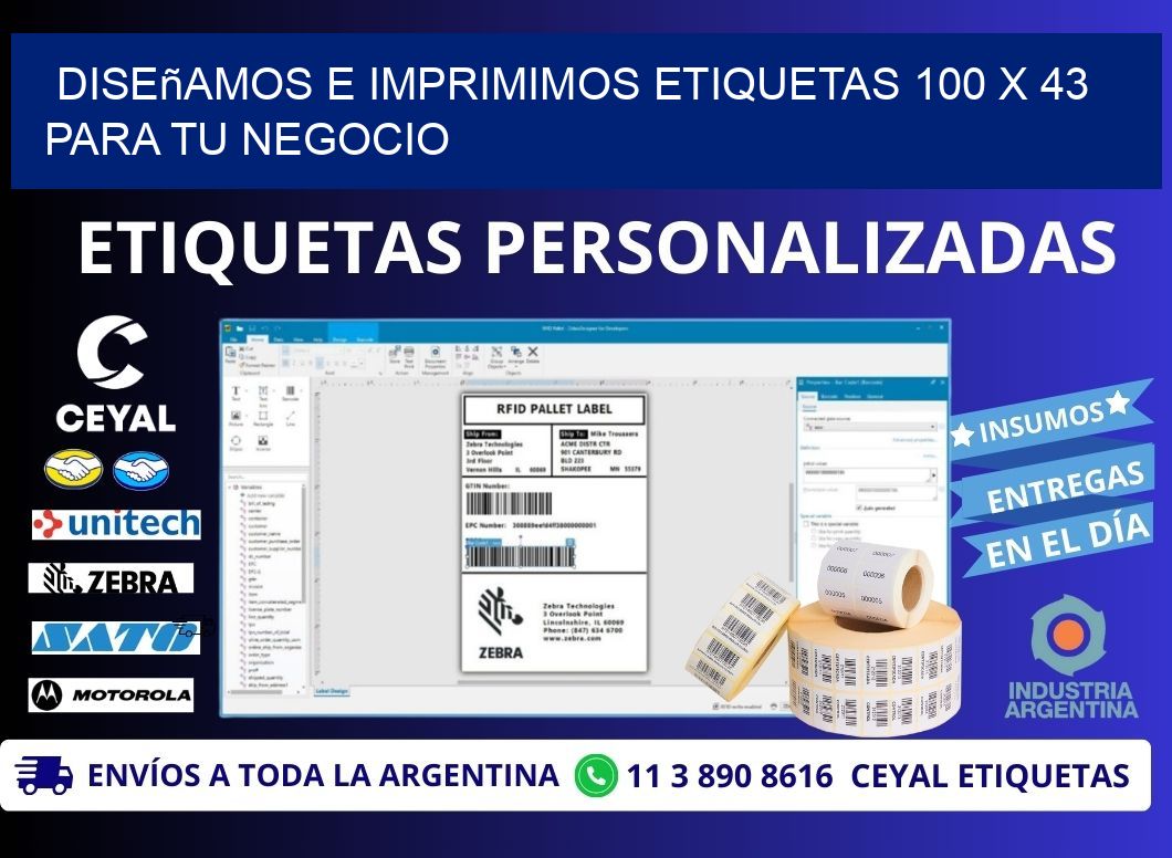 Diseñamos e Imprimimos Etiquetas 100 x 43 para tu Negocio