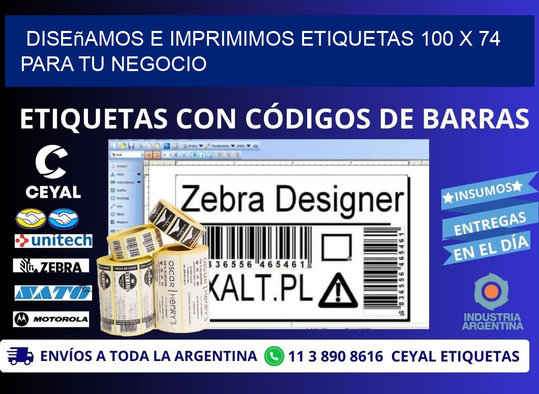 Diseñamos e Imprimimos Etiquetas 100 x 74 para tu Negocio