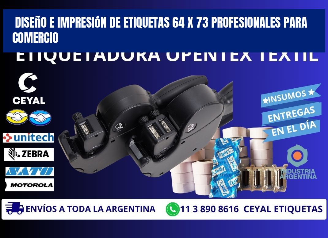 Diseño e Impresión de Etiquetas 64 x 73 Profesionales para Comercio