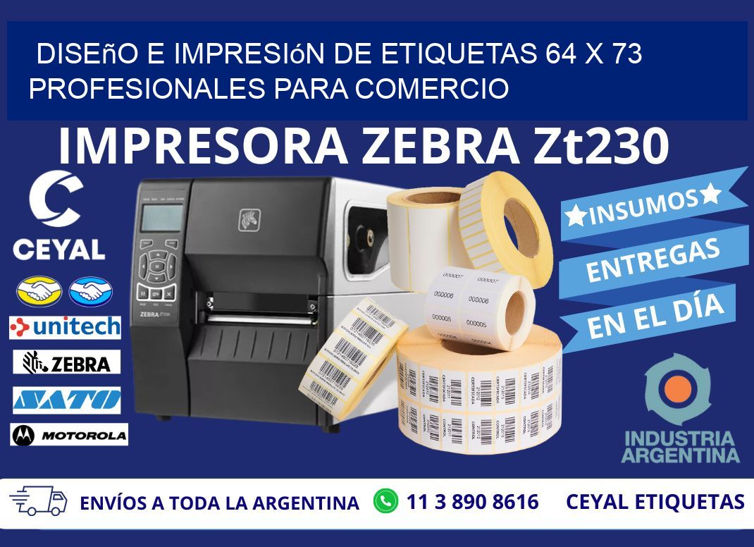Diseño e Impresión de Etiquetas 64 x 73 Profesionales para Comercio