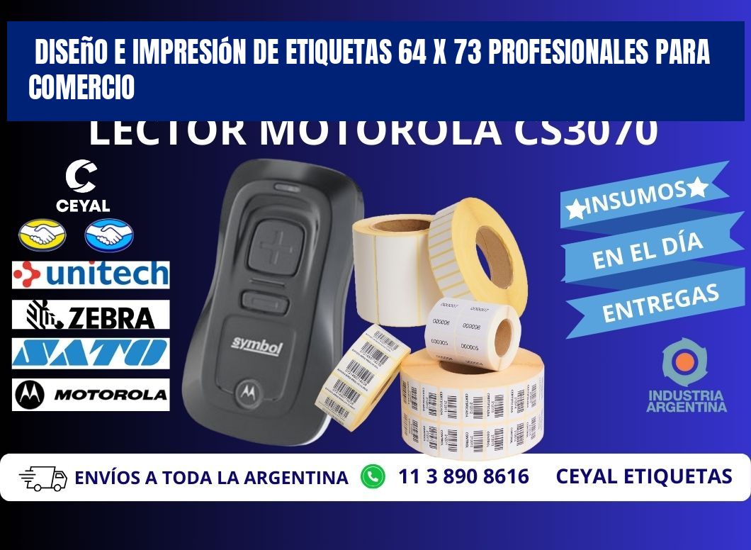 Diseño e Impresión de Etiquetas 64 x 73 Profesionales para Comercio