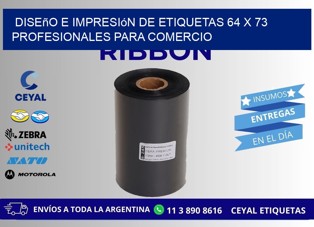 Diseño e Impresión de Etiquetas 64 x 73 Profesionales para Comercio
