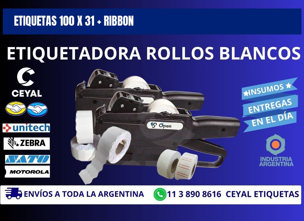 ETIQUETAS 100 x 31 + RIBBON