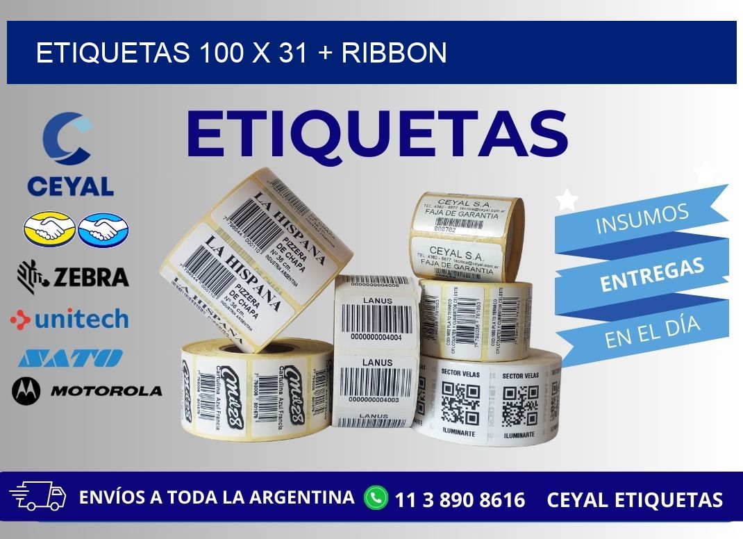 ETIQUETAS 100 x 31 + RIBBON