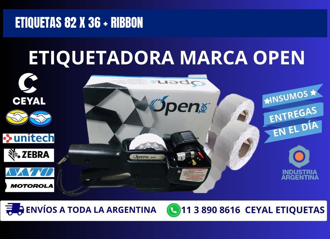 ETIQUETAS 82 x 36 + RIBBON