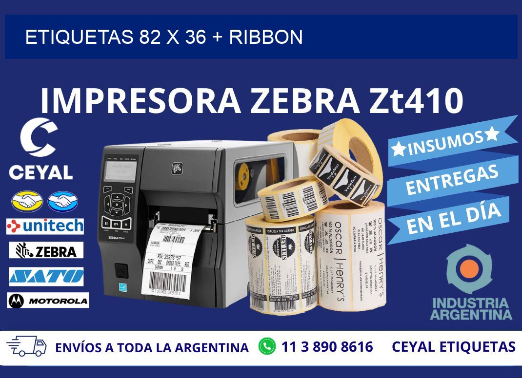 ETIQUETAS 82 x 36 + RIBBON