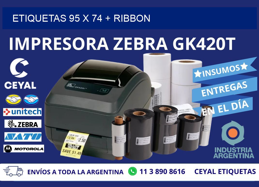 ETIQUETAS 95 x 74 + RIBBON