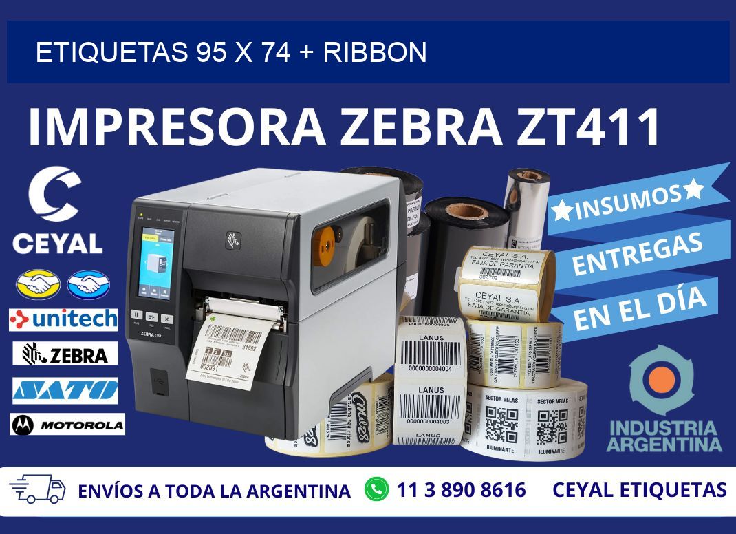 ETIQUETAS 95 x 74 + RIBBON