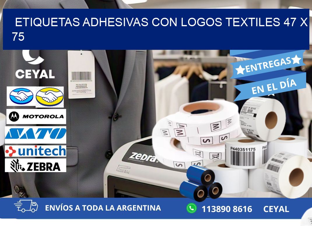 ETIQUETAS ADHESIVAS CON LOGOS TEXTILES 47 x 75
