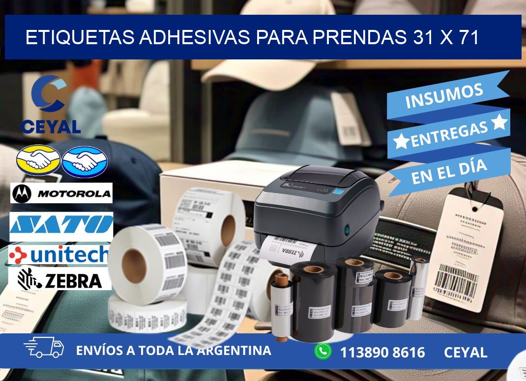 ETIQUETAS ADHESIVAS PARA PRENDAS 31 x 71