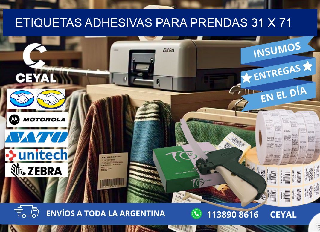 ETIQUETAS ADHESIVAS PARA PRENDAS 31 x 71