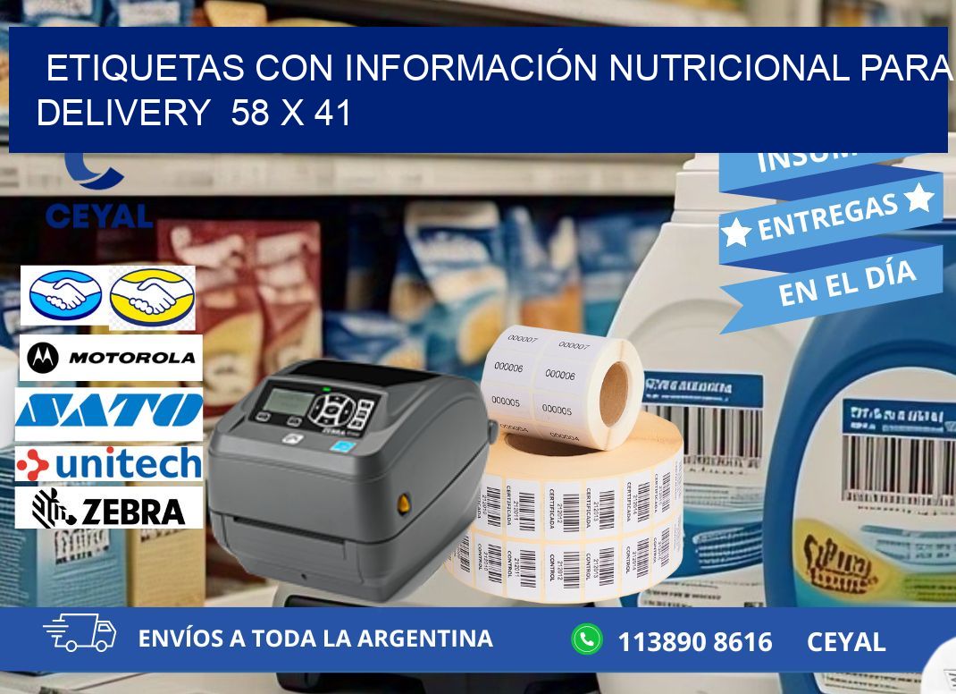 ETIQUETAS CON INFORMACIÓN NUTRICIONAL PARA DELIVERY 58 x 41