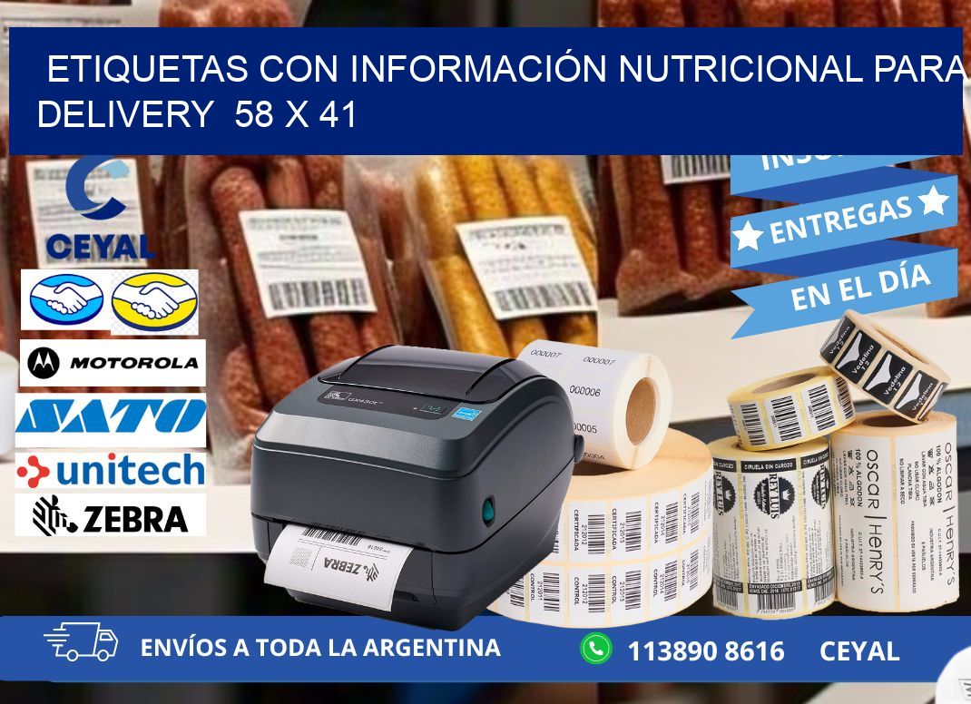 ETIQUETAS CON INFORMACIÓN NUTRICIONAL PARA DELIVERY 58 x 41
