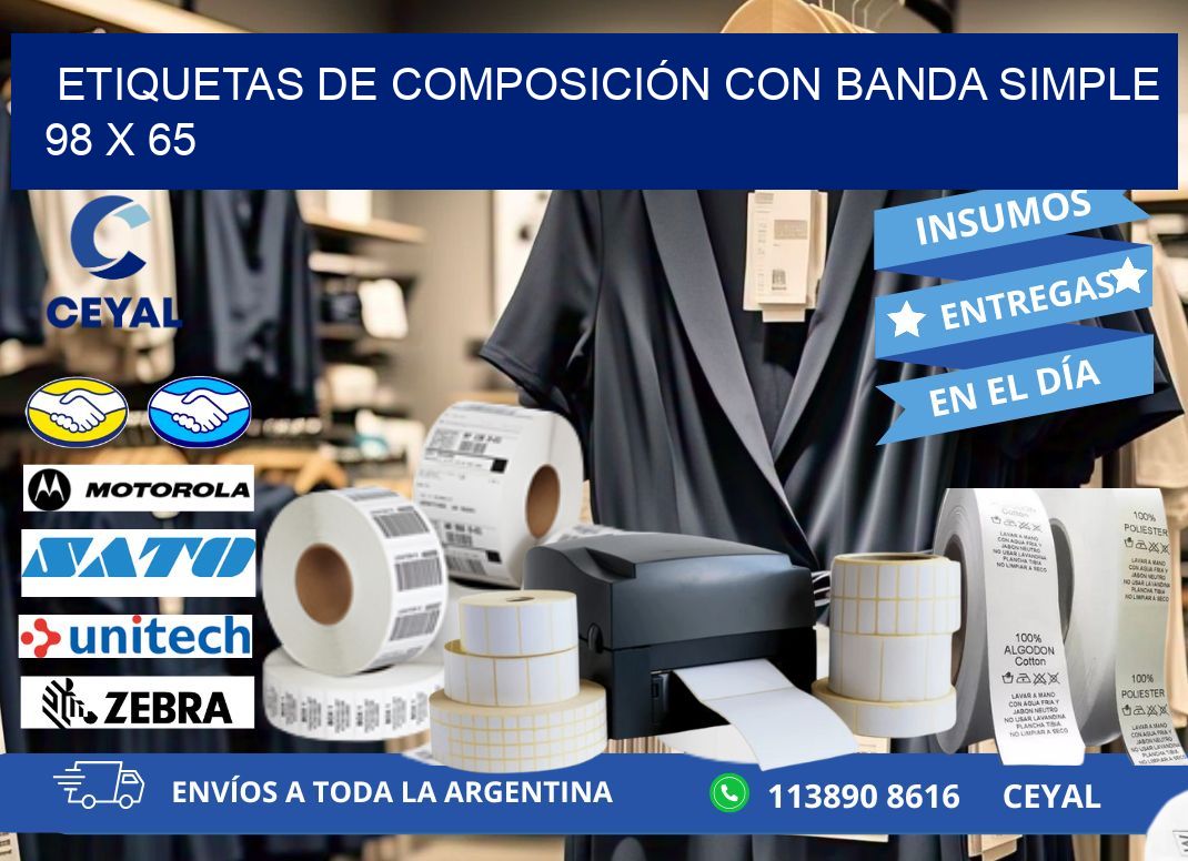 ETIQUETAS DE COMPOSICIÓN CON BANDA SIMPLE 98 x 65