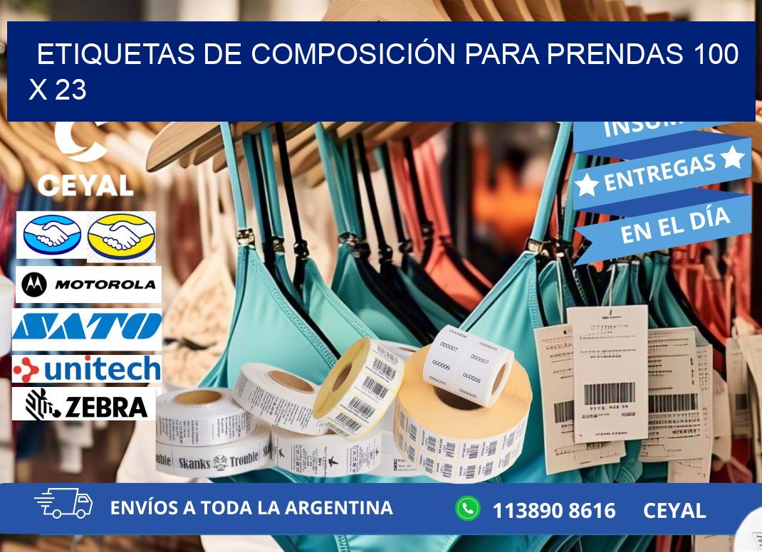 ETIQUETAS DE COMPOSICIÓN PARA PRENDAS 100 x 23