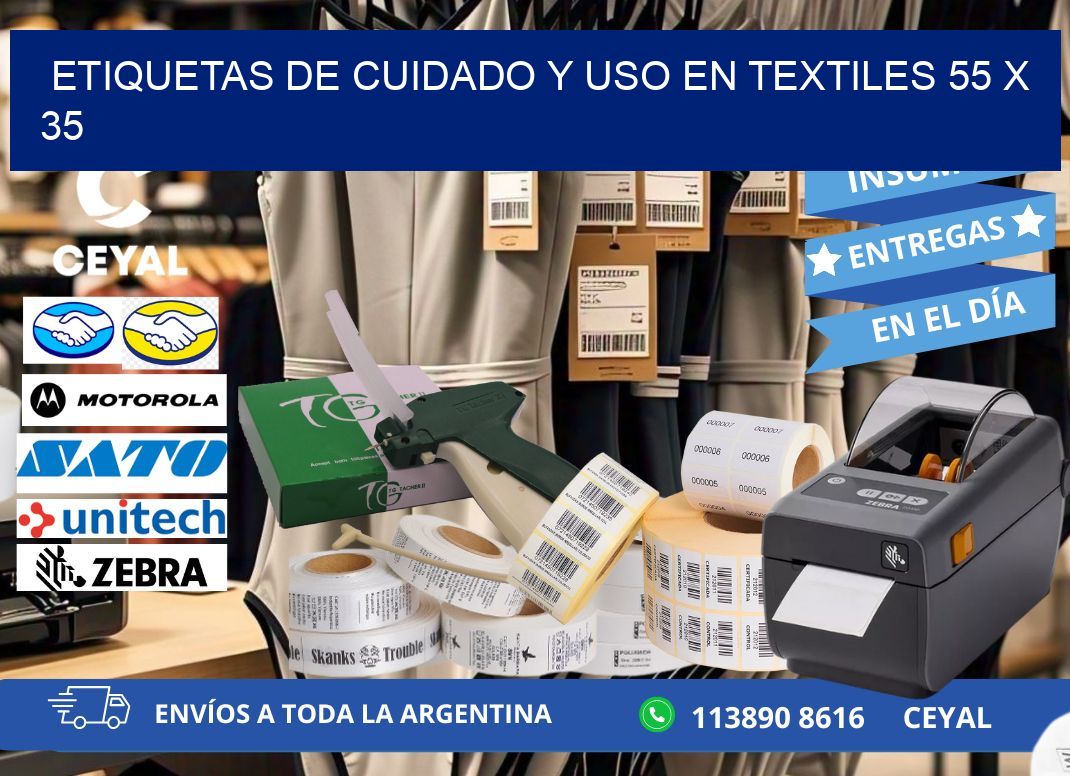 ETIQUETAS DE CUIDADO Y USO EN TEXTILES 55 x 35