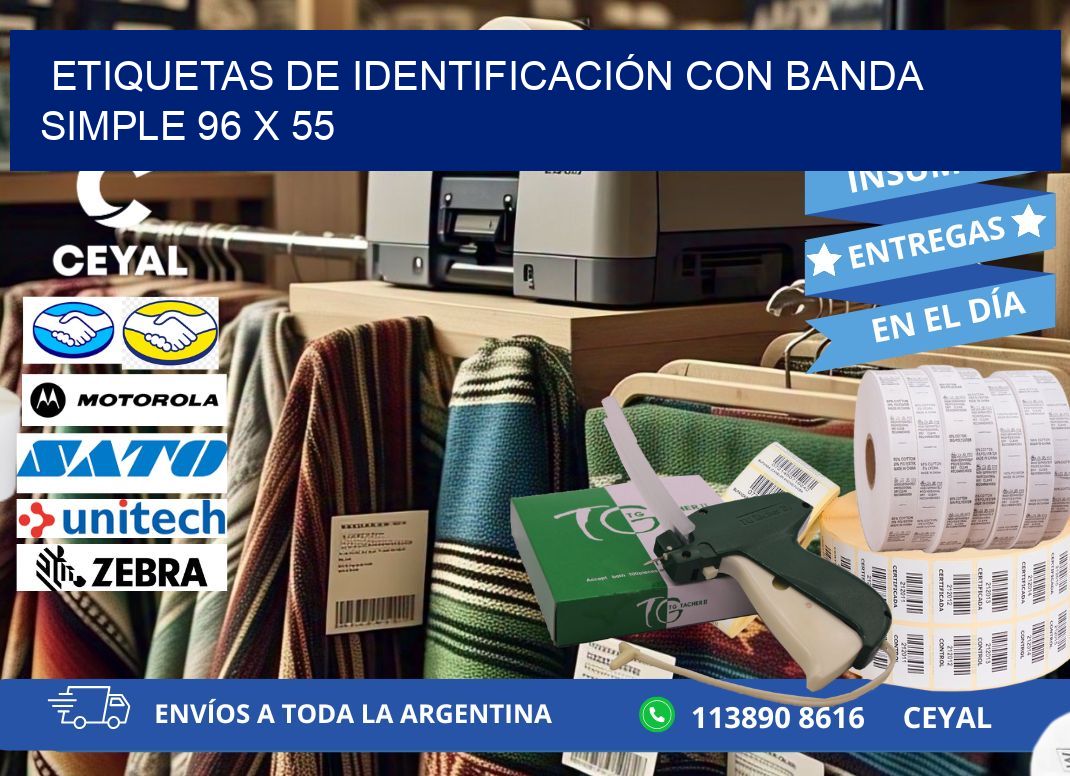 ETIQUETAS DE IDENTIFICACIÓN CON BANDA SIMPLE 96 x 55