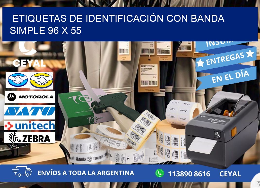 ETIQUETAS DE IDENTIFICACIÓN CON BANDA SIMPLE 96 x 55