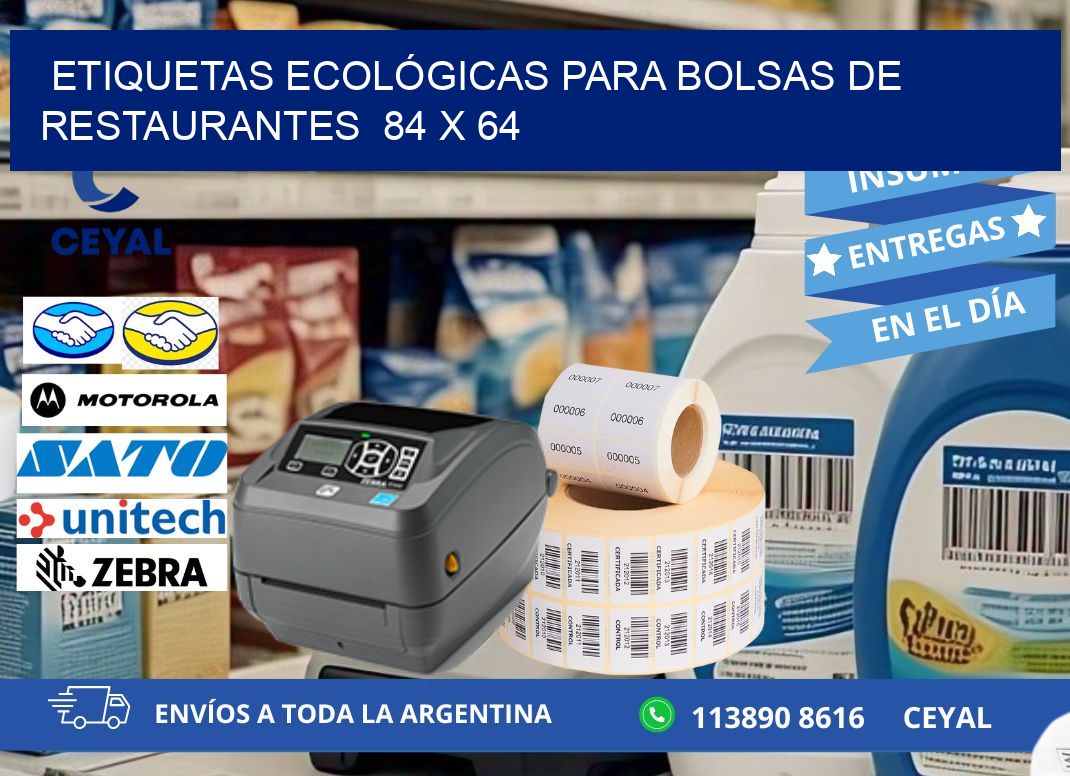 ETIQUETAS ECOLÓGICAS PARA BOLSAS DE RESTAURANTES 84 x 64