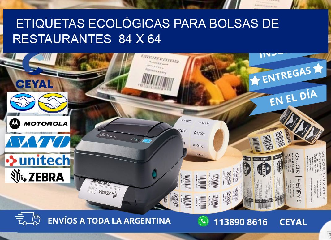 ETIQUETAS ECOLÓGICAS PARA BOLSAS DE RESTAURANTES 84 x 64