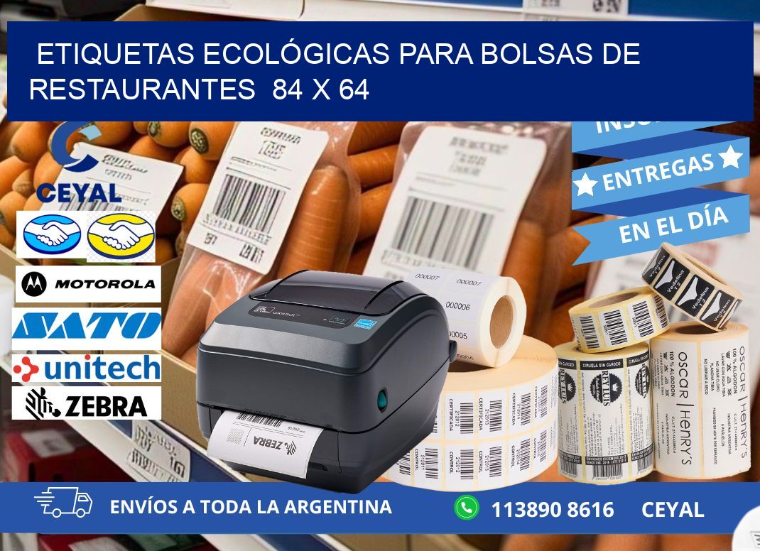 ETIQUETAS ECOLÓGICAS PARA BOLSAS DE RESTAURANTES 84 x 64
