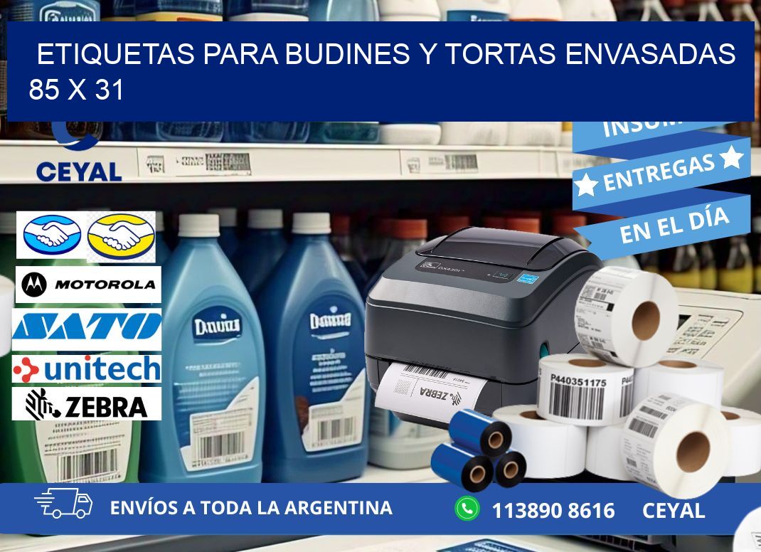 ETIQUETAS PARA BUDINES Y TORTAS ENVASADAS 85 x 31