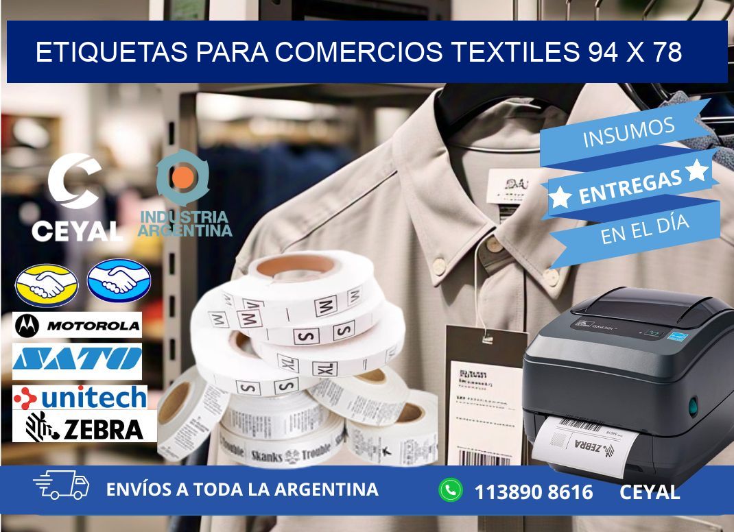 ETIQUETAS PARA COMERCIOS TEXTILES 94 x 78