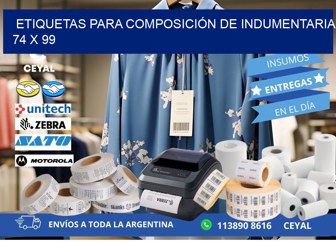 ETIQUETAS PARA COMPOSICIÓN DE INDUMENTARIA 74 x 99