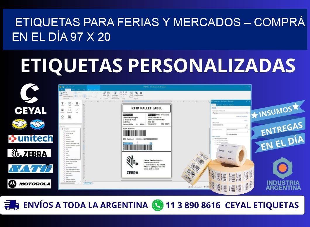 ETIQUETAS PARA FERIAS Y MERCADOS – COMPRÁ EN EL DÍA 97 x 20