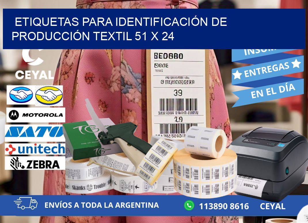 ETIQUETAS PARA IDENTIFICACIÓN DE PRODUCCIÓN TEXTIL 51 x 24
