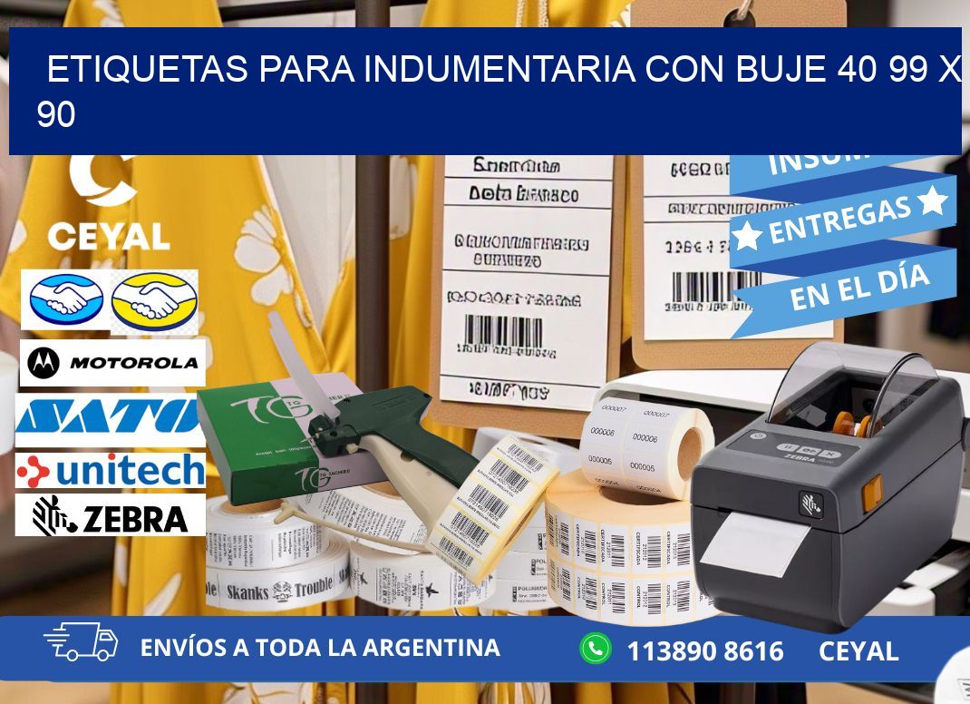 ETIQUETAS PARA INDUMENTARIA CON BUJE 40 99 x 90