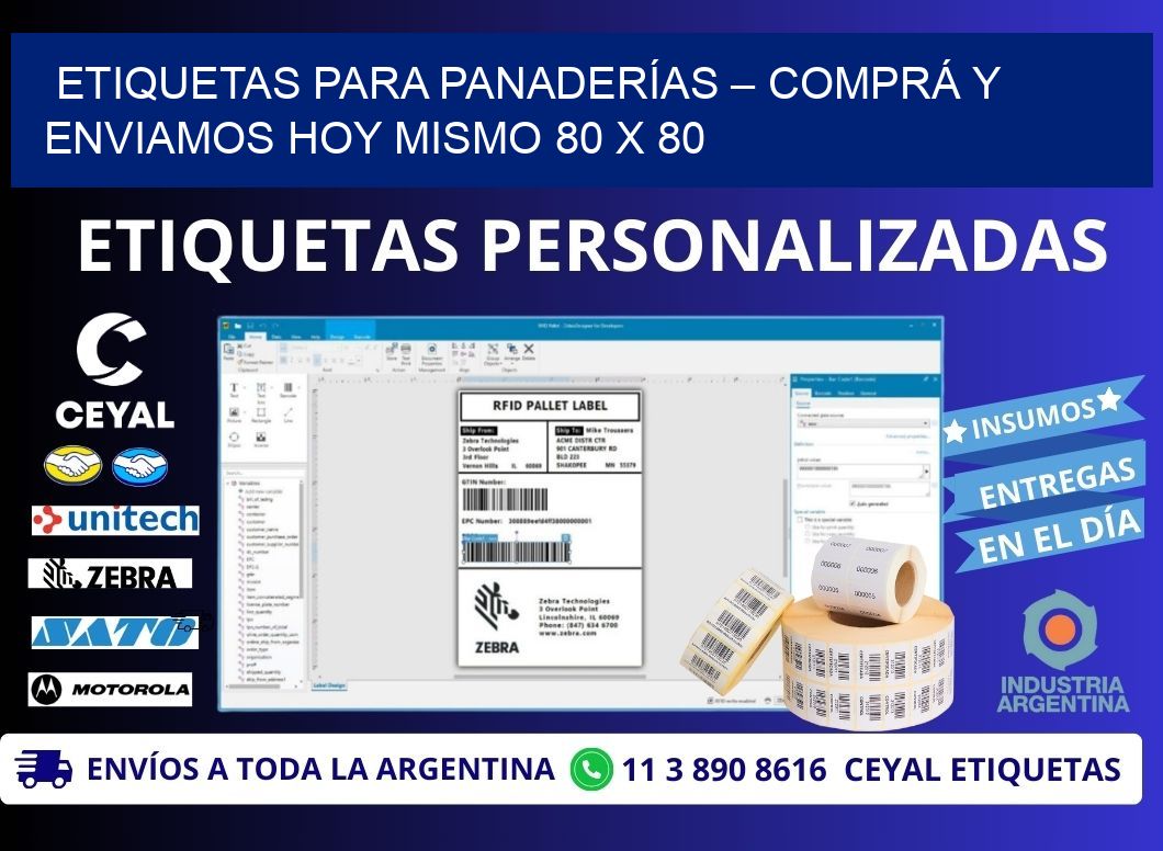 ETIQUETAS PARA PANADERÍAS – COMPRÁ Y ENVIAMOS HOY MISMO 80 x 80