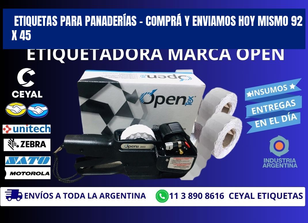 ETIQUETAS PARA PANADERÍAS – COMPRÁ Y ENVIAMOS HOY MISMO 92 x 45