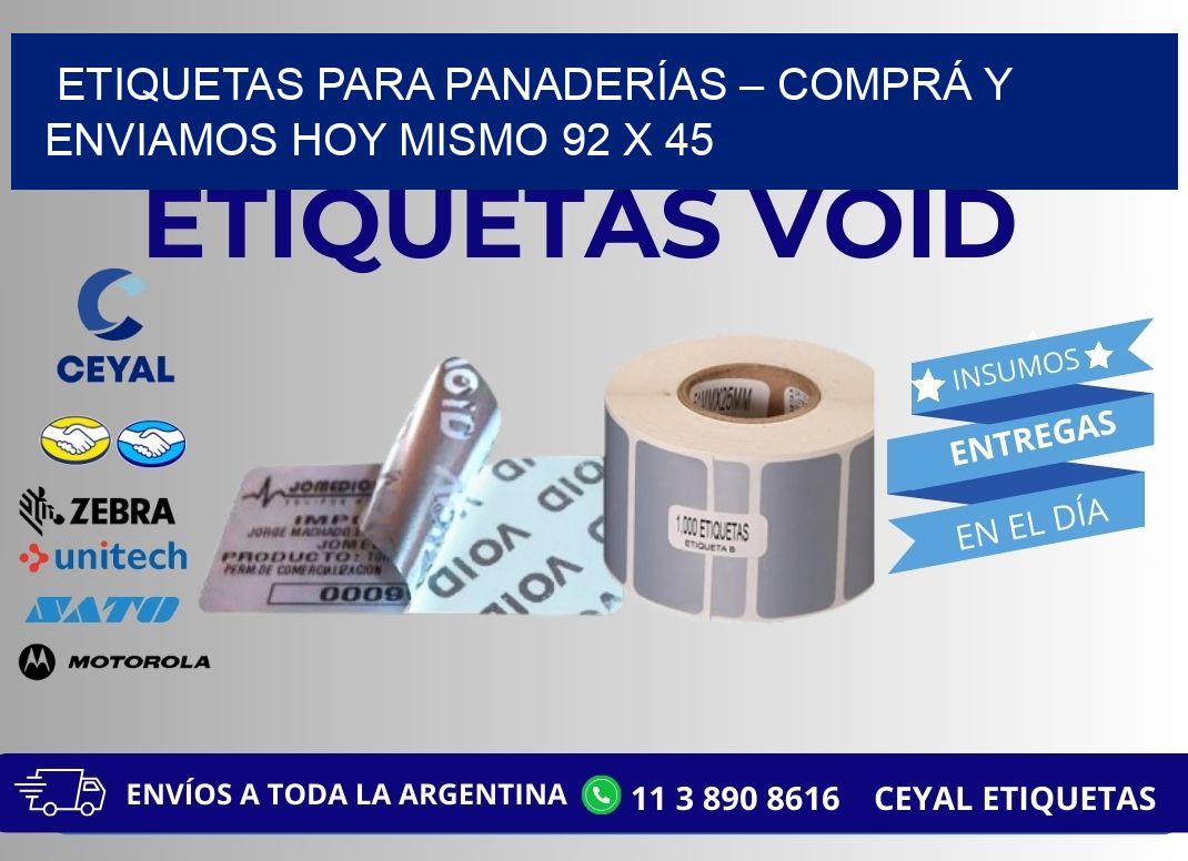 ETIQUETAS PARA PANADERÍAS – COMPRÁ Y ENVIAMOS HOY MISMO 92 x 45