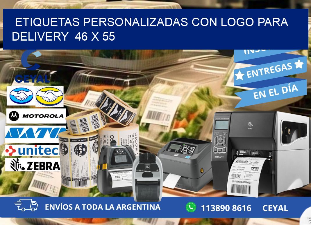 ETIQUETAS PERSONALIZADAS CON LOGO PARA DELIVERY  46 x 55
