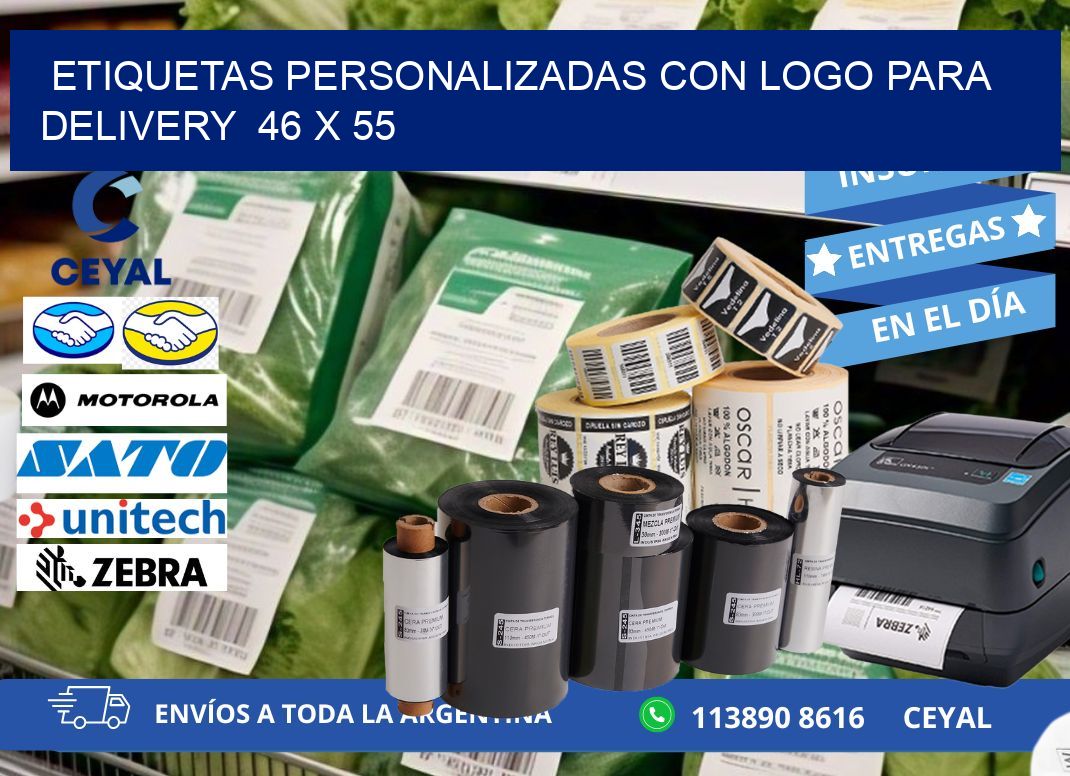 ETIQUETAS PERSONALIZADAS CON LOGO PARA DELIVERY  46 x 55