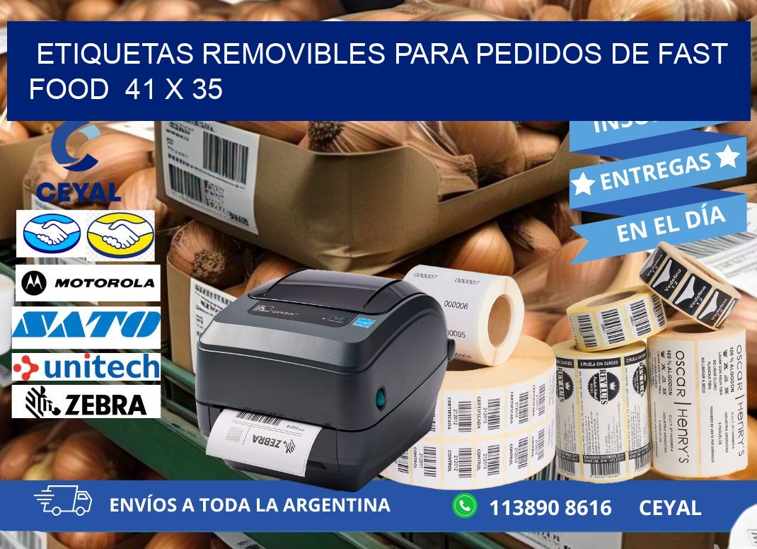ETIQUETAS REMOVIBLES PARA PEDIDOS DE FAST FOOD 41 x 35