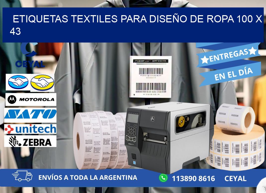 ETIQUETAS TEXTILES PARA DISEÑO DE ROPA 100 x 43