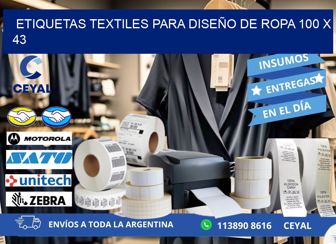 ETIQUETAS TEXTILES PARA DISEÑO DE ROPA 100 x 43
