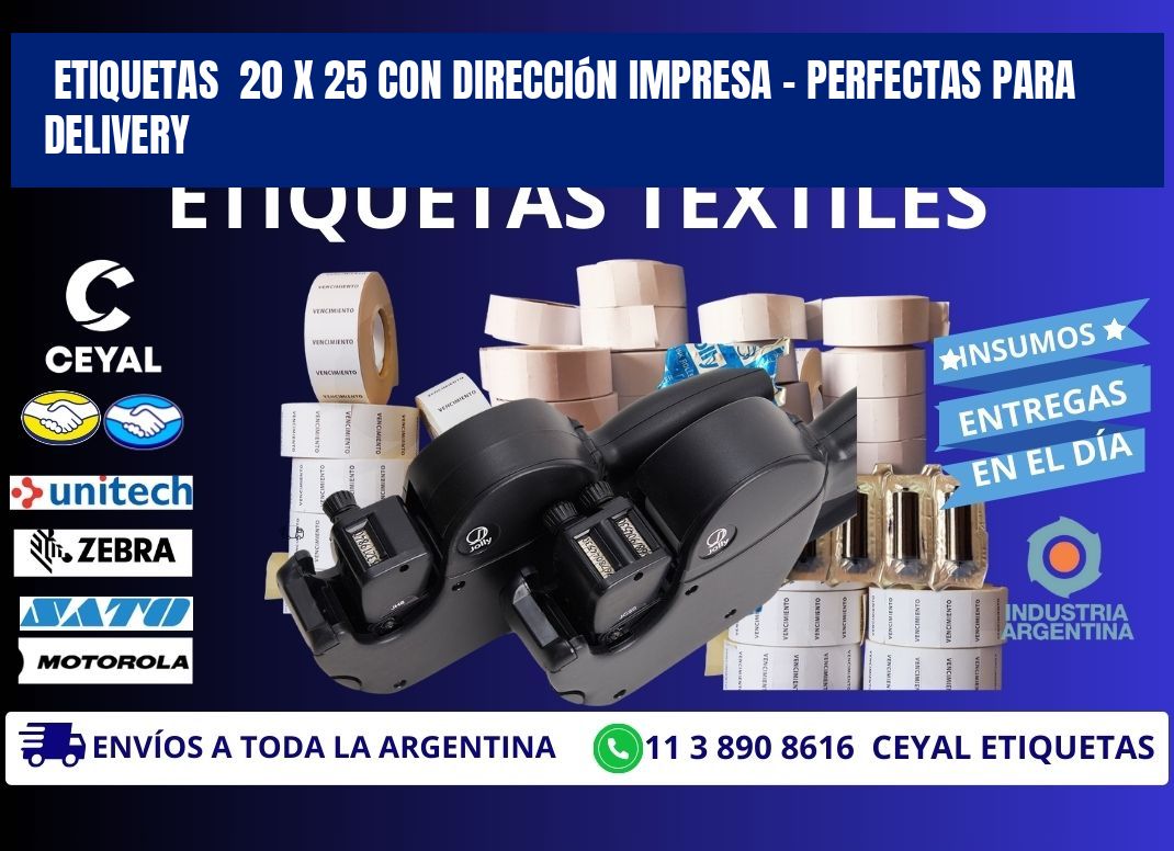 Etiquetas 20 x 25 con Dirección Impresa – Perfectas para Delivery