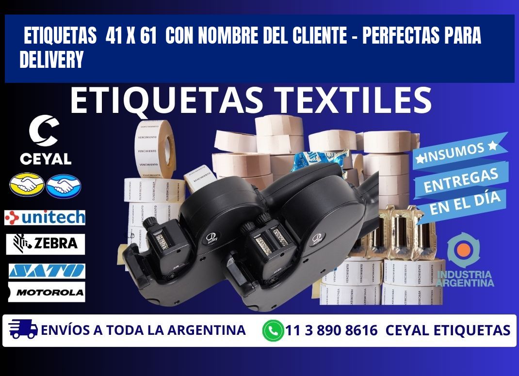 Etiquetas 41 x 61 con Nombre del Cliente – Perfectas para Delivery