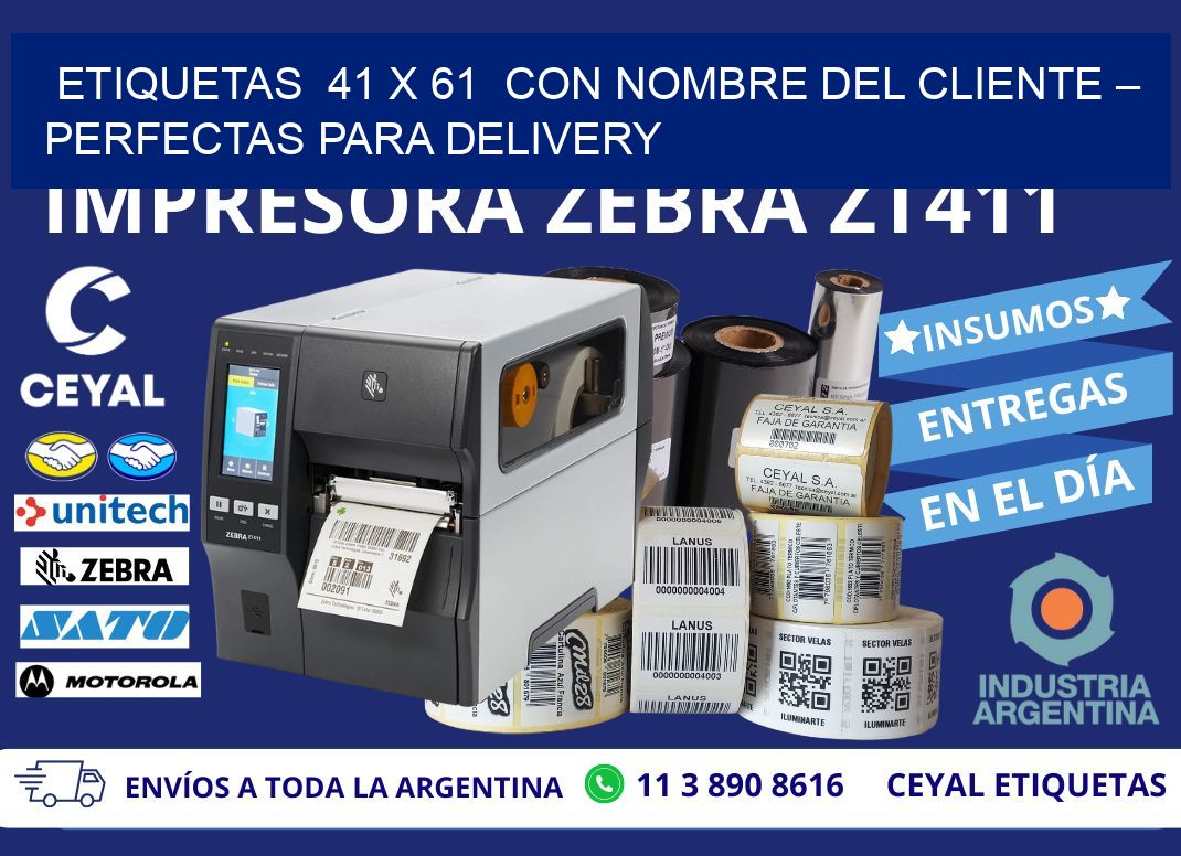 Etiquetas 41 x 61 con Nombre del Cliente – Perfectas para Delivery