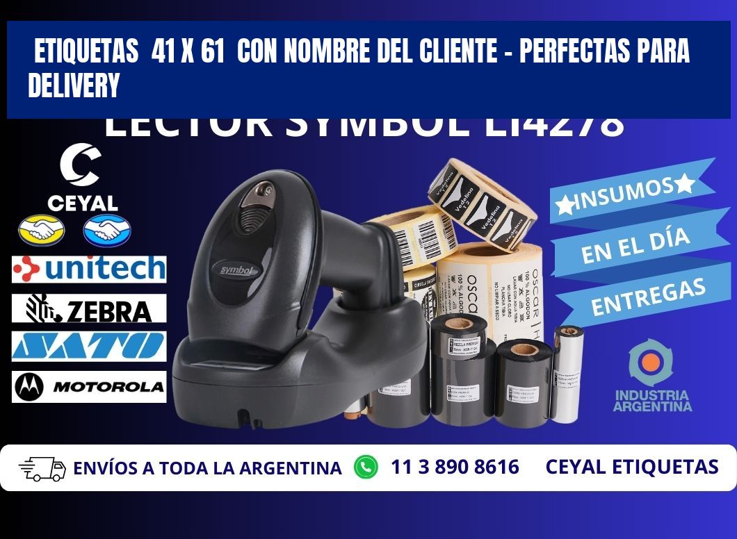 Etiquetas 41 x 61 con Nombre del Cliente – Perfectas para Delivery