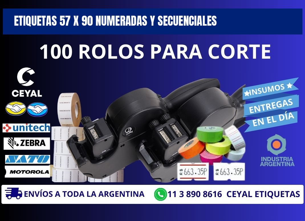 Etiquetas 57 x 90 Numeradas y Secuenciales