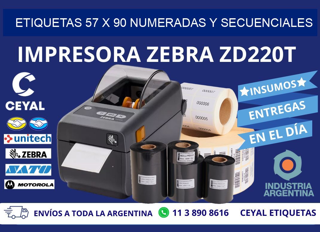 Etiquetas 57 x 90 Numeradas y Secuenciales