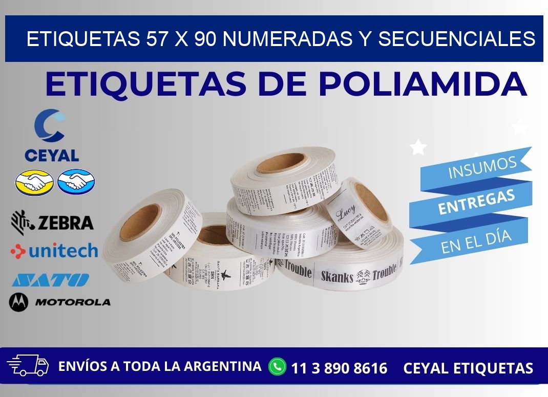 Etiquetas 57 x 90 Numeradas y Secuenciales