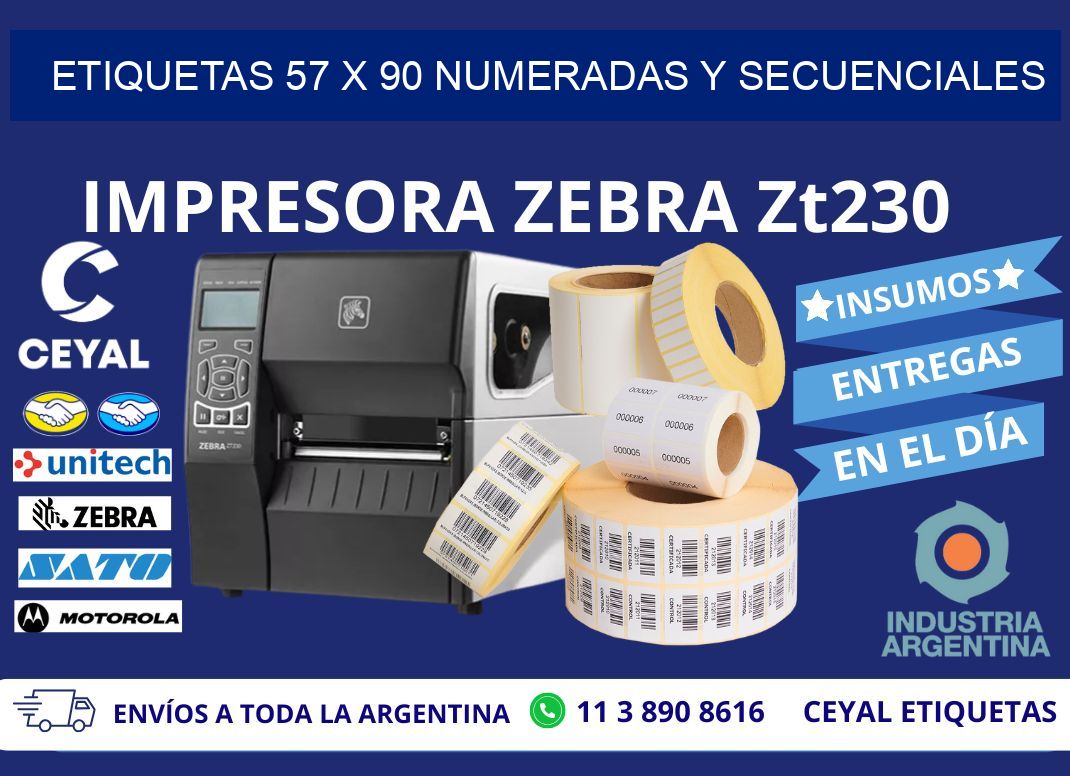 Etiquetas 57 x 90 Numeradas y Secuenciales