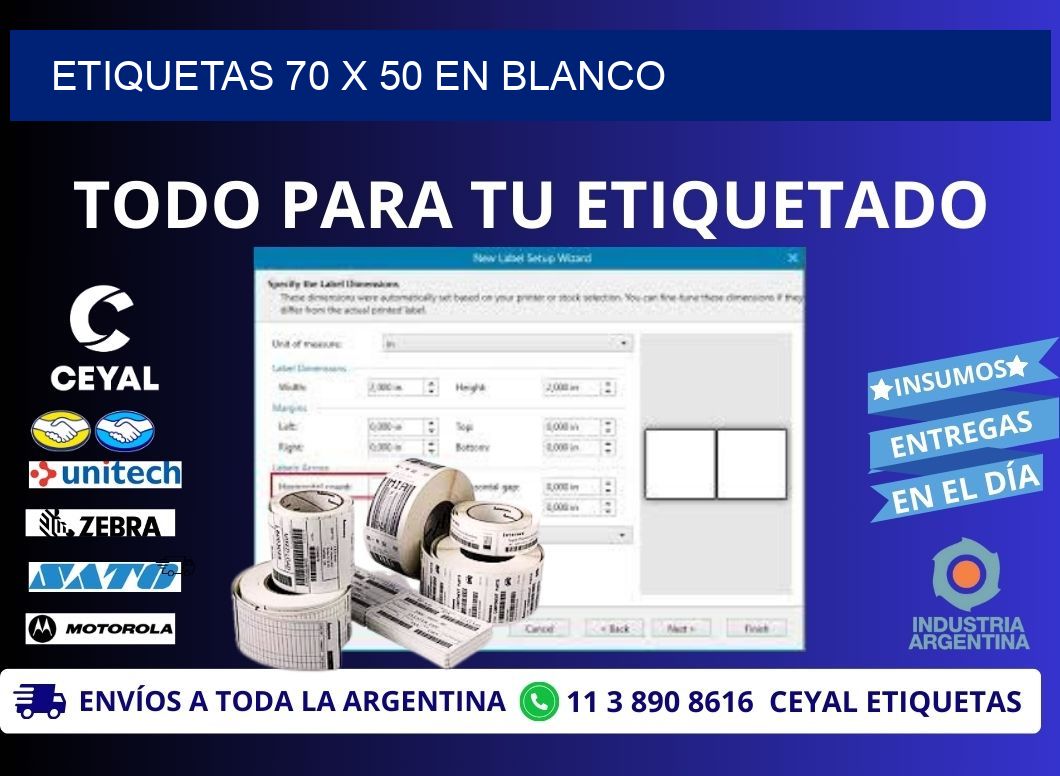Etiquetas 70 x 50 en blanco