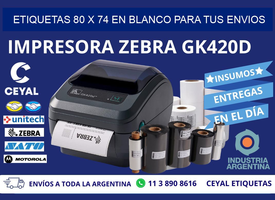 Etiquetas 80 x 74 en blanco para tus envios
