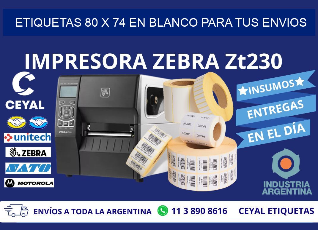 Etiquetas 80 x 74 en blanco para tus envios